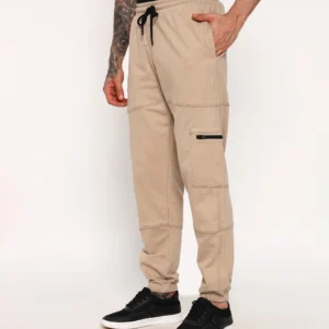 Hector Cuts Oversized Cargo Joggers – Beige